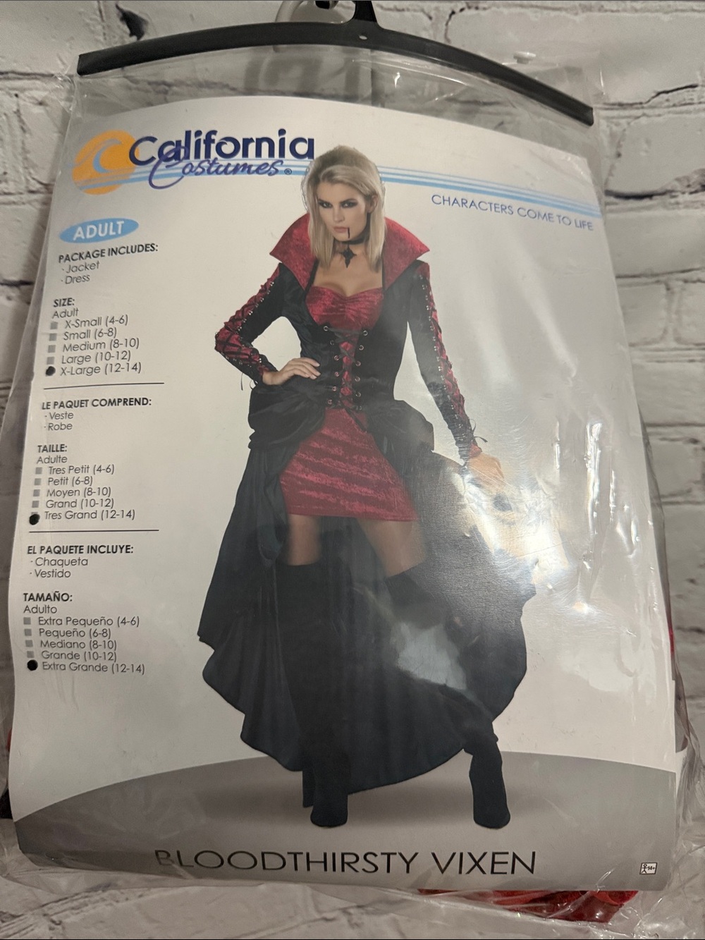 California Costumes Bloodthirsty Vixen Coat and Dress vampire Halloween XL